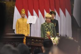 Presiden Joko Widodo (Jokowi) saat menyampaikan pidato kenegaraan yang dibacakan di Sidang Tahunan MPR serta Sidang Bersama DPR dan DPD dalam rangka HUT ke-77 Proklamasi Kemerdekaan Republik Indonesia, Selasa (16/8/2022).